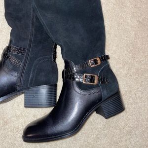 Franco Sarto Tall Black Boots - Flat - Suede - NWT 8.5